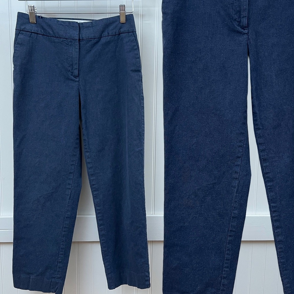 Talbots Navy Blue Chambray Corpcore Slim Crop Classiccore Chinos Pants 4 Boss